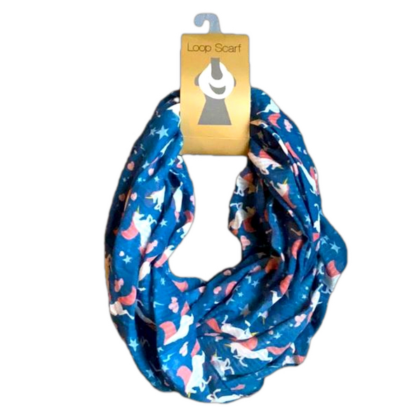 Accessories - Unicorn & Stars Blue Loop Scarf - Brand New